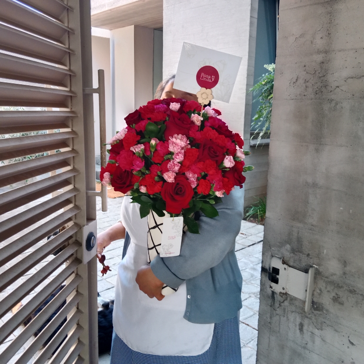 Pamela Rosas Rojas - Arreglo floral con rosas rojas y mini claveles rosados y fucsias - Pedido 252902